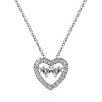 Cubic Zircon Micro Pave Brass Necklace, with 5cm extender chain, Heart, plated, oval chain & micro pave cubic zirconia & for woman nickel, lead & cadmium free Approx 15.75 Inch 