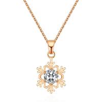 Brass Cubic Zirconia Necklace, with 5cm extender chain, Snowflake, plated, oval chain & for woman & with cubic zirconia nickel, lead & cadmium free Approx 15.75 Inch 
