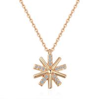 Cubic Zircon Micro Pave Brass Necklace, with 5cm extender chain, Snowflake, plated, oval chain & micro pave cubic zirconia & for woman nickel, lead & cadmium free Approx 15.75 Inch 
