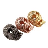 Rhinestone Brass Beads, Skull, plated, micro pave cubic zirconia Approx 1.5mm 