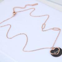 Titanium Steel Jewelry Necklace, Heart, rose gold color plated, oval chain & for woman Approx 17 Inch 