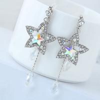 Titanium Steel Drop Earring, with Crystal, Star, for woman & faceted & with rhinestone, Healthy Bracelet 