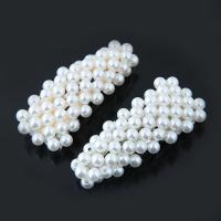 Hair Snap Clips, Zinc Alloy, with ABS Plastic Pearl, plated, for woman 