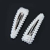 Hair Snap Clips, Zinc Alloy, with ABS Plastic Pearl, platinum color plated & for woman 