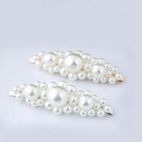 Hair Slide, Zinc Alloy, with ABS Plastic Pearl, plated, for woman 