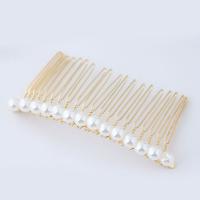 Decorative Hair Combs, Zinc Alloy, with ABS Plastic Pearl, rose gold color plated, for woman 