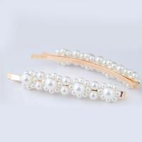 Hair Slide, Zinc Alloy, with ABS Plastic Pearl, rose gold color plated, for woman 