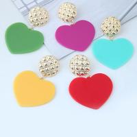 Zinc Alloy Drop Earring, with Plank, Heart, gold color plated, for woman 
