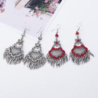 Zinc Alloy Tassel Earring, antique silver color plated, for woman & with rhinestone 