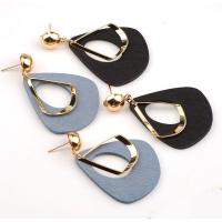 Zinc Alloy Drop Earring, with Wood, Teardrop, gold color plated, for woman 