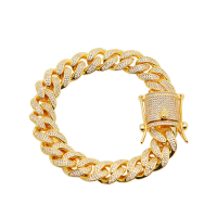 Brass Bracelet, real gold plated, twist oval chain & micro pave cubic zirconia & for man, 13mm Approx 8.5 Inch 