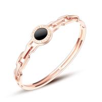 Stainless Steel Bangle, with Black Shell, plated, with letter pattern & for woman 14mm, Inner Approx 57mm 