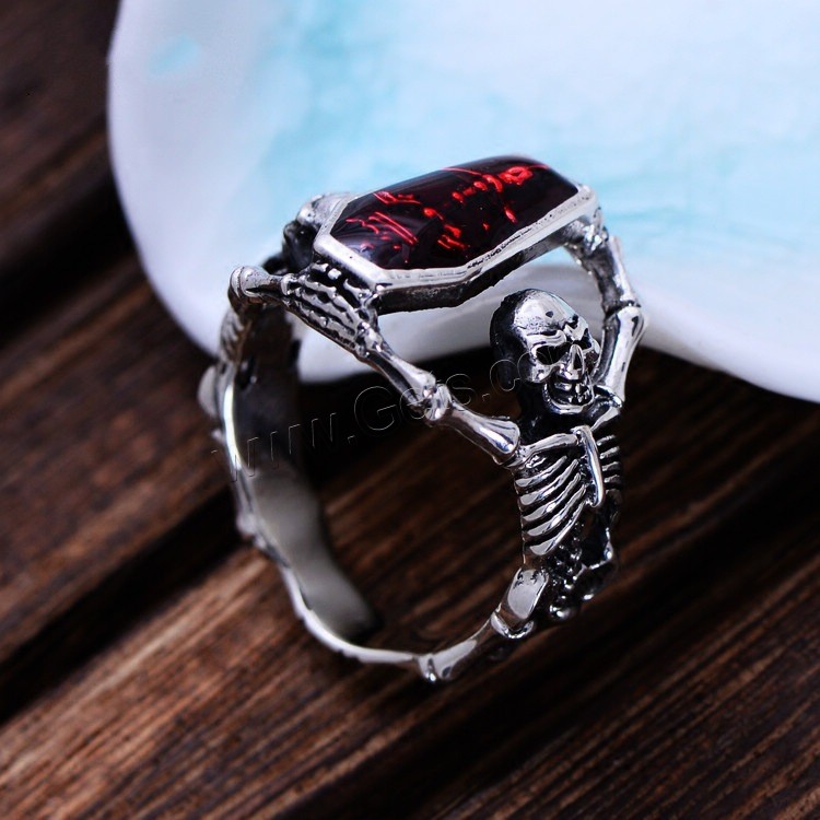 Brass Finger Ring, Skull, antique silver color plated, different size for choice & for man & epoxy gel, Sold By PC