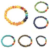 Gemstone Bracelets, with Elastic Thread & Zinc Alloy, antique brass color plated & Unisex Approx 8 Inch 