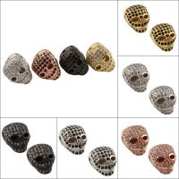 Rhinestone Brass Beads, Skull, plated, micro pave cubic zirconia Approx 1.5mm 