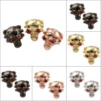 Rhinestone Brass Beads, Skull, plated, micro pave cubic zirconia Approx 2mm 