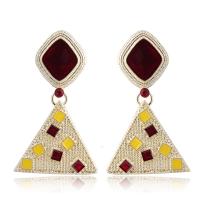 Enamel Zinc Alloy Drop Earring, gold color plated, for woman 