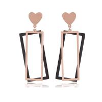 Titanium Steel Drop Earring, Square, plated, for woman 