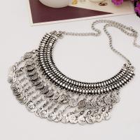 Zinc Alloy Fringe Necklace, with 2lnch extender chain, antique silver color plated, folk style & twist oval chain & for woman Approx 18 Inch 