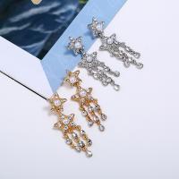 Zinc Alloy Tassel Earring, with Plastic Pearl, plated, for woman & with rhinestone 