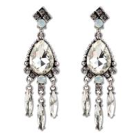 Zinc Alloy Tassel Earring, with Crystal, plated, for woman & faceted & with rhinestone 