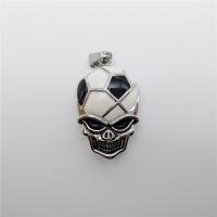 Stainless Steel Skull Pendant, enamel & blacken Approx 2-4mm 