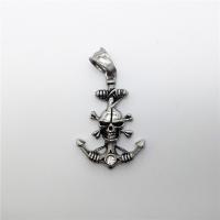 Stainless Steel Ship Wheel & Anchor Pendant, with rhinestone & blacken Approx 2-4mm 