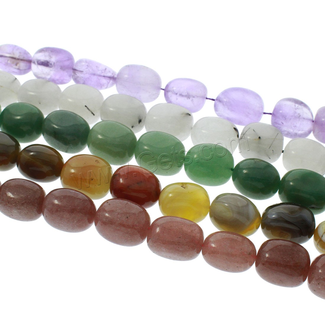 Gemischte Edelstein Perlen, oval, verschiedenen Materialien für die Wahl, 19x15x14mm, Bohrung:ca. 1mm, Länge:ca. 15.5 ZollInch, verkauft von Strang