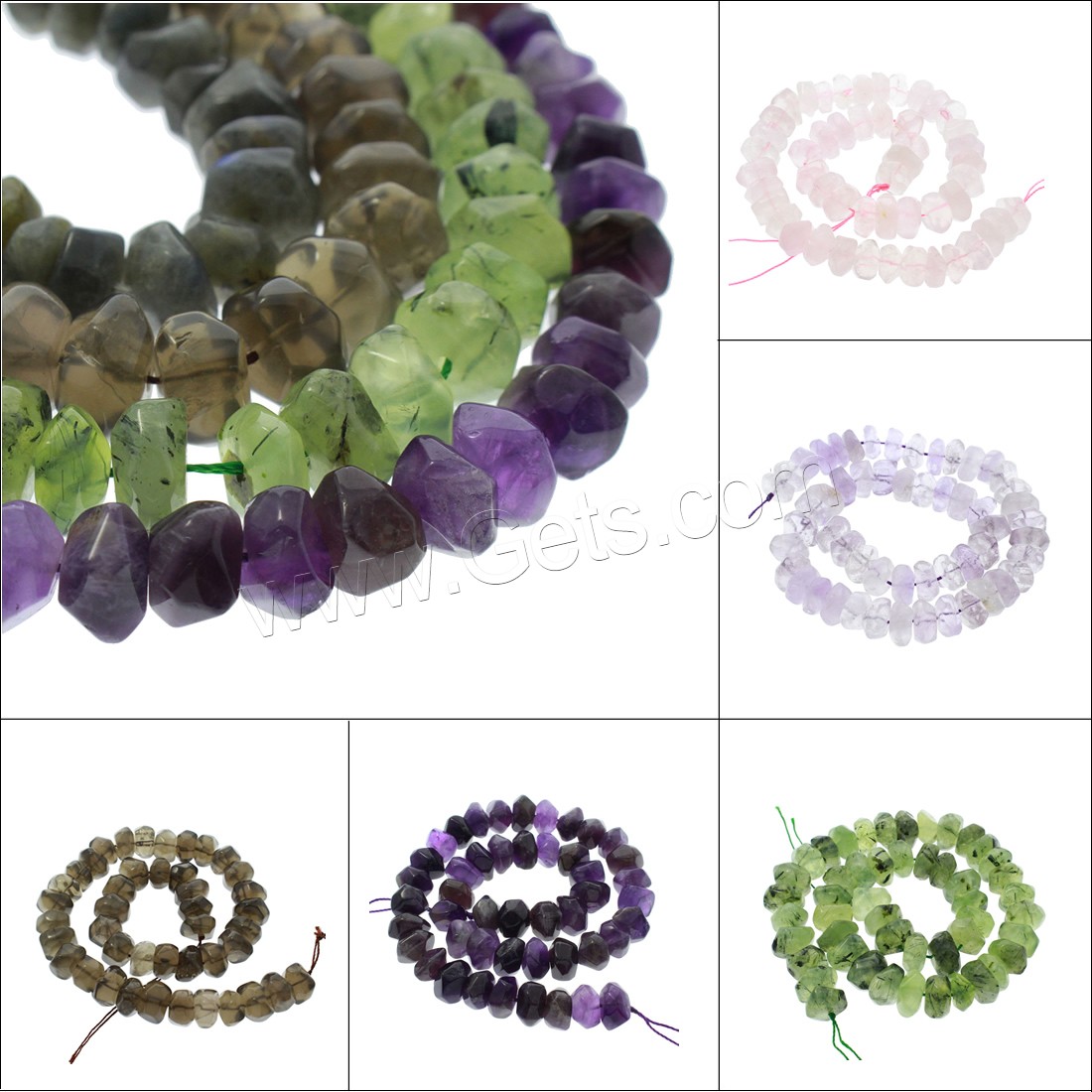 Perles de pierre gemme mixte, différents matériaux pour le choix & facettes, 13x8mm, Trou:Environ 1mm, Longueur:Environ 15.5 pouce, Vendu par brin