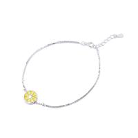 Sterling Silver Bracelets, 925 Sterling Silver, with 1.2Inch extender chain, Flat Round, platinum plated, box chain & for woman & enamel Approx 6.7 Inch 