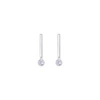 Sterling Silver Drop Earring, 925 Sterling Silver, platinum plated, for woman & with rhinestone 