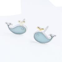 Sterling Silver Stud Earring, Argent sterling 925, Baleine, pour femme & émail Vendu par paire
