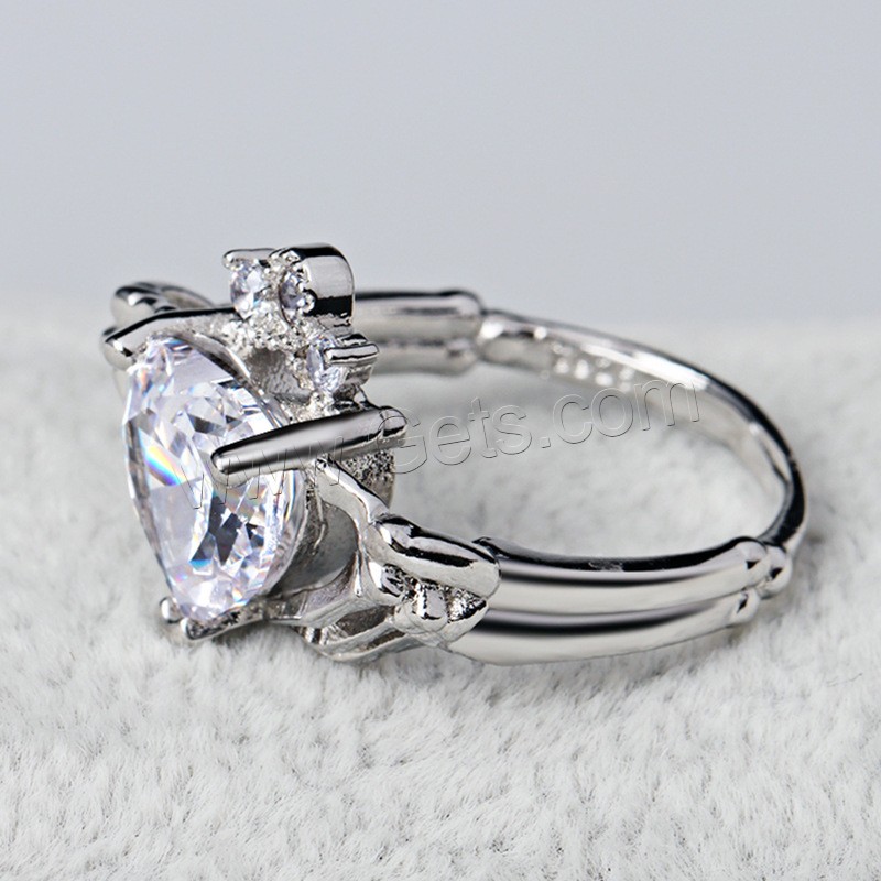 Кубическое цирконовое латунное кольцо, Латунь, покрытый платиной, разный размер для выбора & Женский & с кубическим цирконием, продается PC