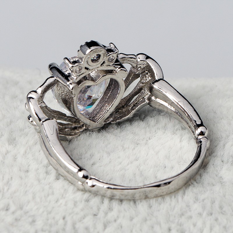 Кубическое цирконовое латунное кольцо, Латунь, покрытый платиной, разный размер для выбора & Женский & с кубическим цирконием, продается PC