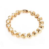 Rhinestone Brass Bracelets, gold color plated, for woman & with rhinestone Approx 6.3 Inch 