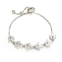 Rhinestone Brass Bracelets, with 2inch extender chain, platinum plated, box chain & for woman & with rhinestone Approx 6.3 Inch 
