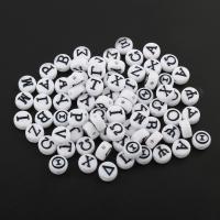 Acryl Alphabet Perlen, Alphabet-Buchstabe, zufällig gesendet, weiß, 8x4mm, Bohrung:ca. 0.5mm, ca. 3600PCs/Tasche, verkauft von Tasche