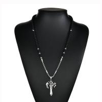 Stainless Steel Sweater Necklace, with Glass, Axe, with cross pattern & for man & frosted & blacken 6mm Approx 26.37 Inch 