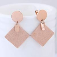 Titanium Steel Drop Earring, rose gold color plated, for woman 