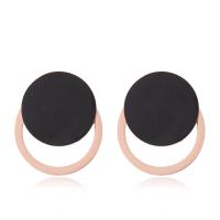 Titanium Steel Stud Earring, with Acrylic, rose gold color plated, for woman 