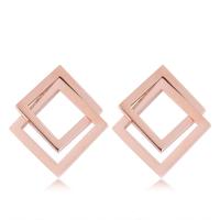 Titanium Steel Stud Earring, rose gold color plated, for woman, 22mm 