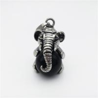 Stainless Steel Animal Pendants, with Acrylic, Elephant, blacken Approx 2-4mm 