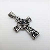 Stainless Steel Cross Pendants, with rhinestone & blacken Approx 2-4mm 