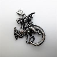 Stainless Steel Animal Pendants, Dragon, blacken Approx 2-4mm 