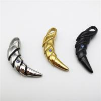 Rhinestone Stainless Steel Pendants, Wolf Tooth, plated, with rhinestone & blacken Approx 2-4mm 