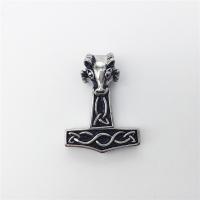 Stainless Steel Thor Hammer Pendant, Hammer of Thor, plated, blacken Approx 2-4mm 