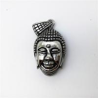 Stainless Steel Saint Pendant, Buddha, plated, blacken Approx 2-4mm 