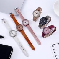 Women Wrist Watch, PU Leather, with Glass & Stainless Steel, plated, for woman & frosted 30mm, 14mm, 8mm 