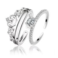 Brass Ring Set, platinum plated, for woman & with cubic zirconia US Ring 