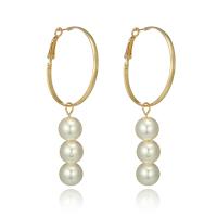 Zinc Alloy Hoop Earring, with Plastic Pearl, gold color plated, for woman 